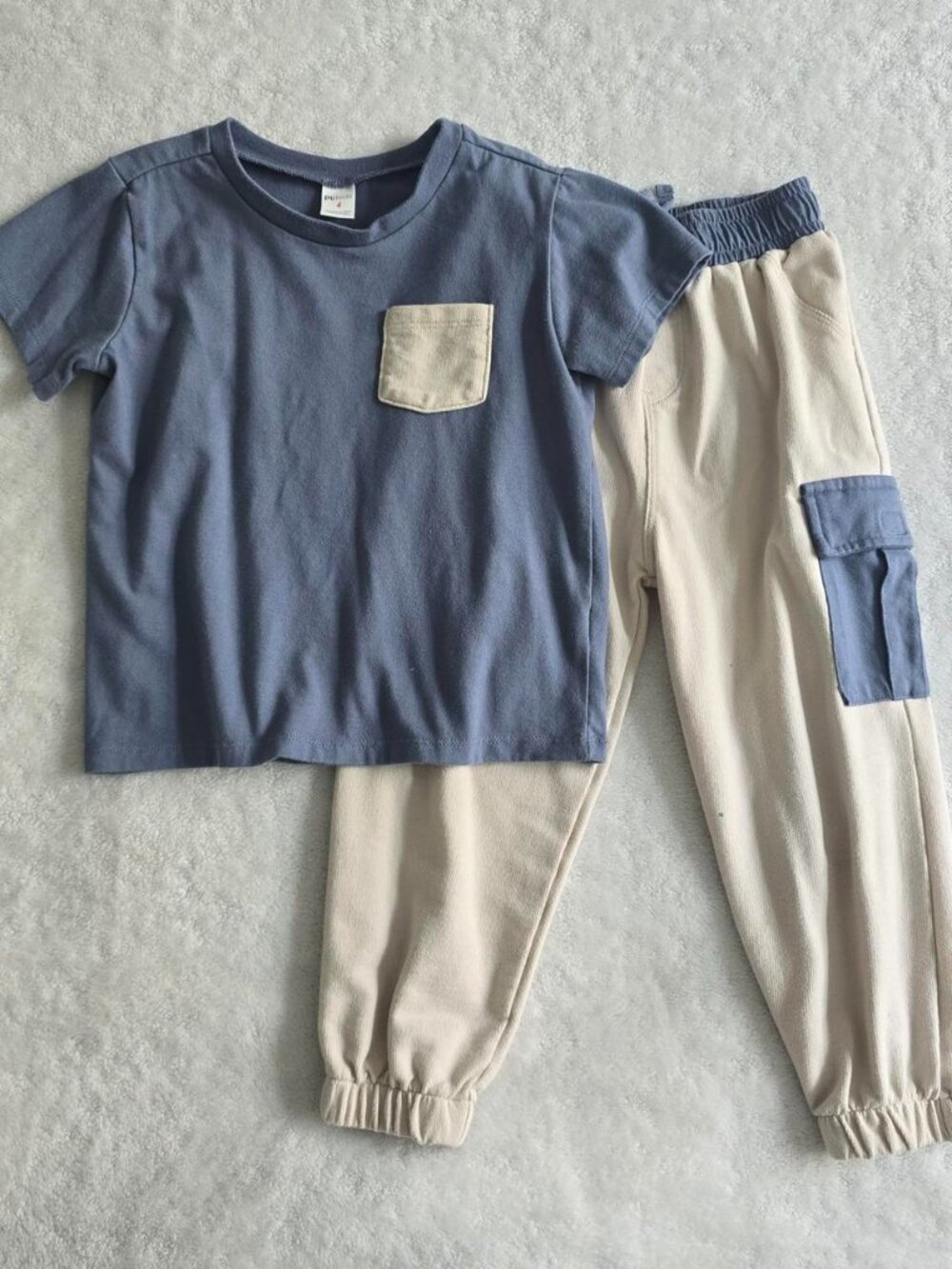 Kids' Blue and Cream Joggers + Tee Tracksuit